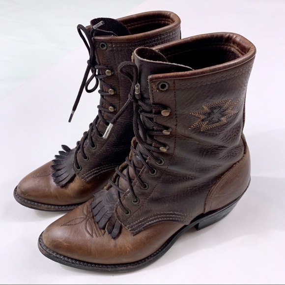 Vintage Shoes - VNTG leather western boots w/ Navajo design